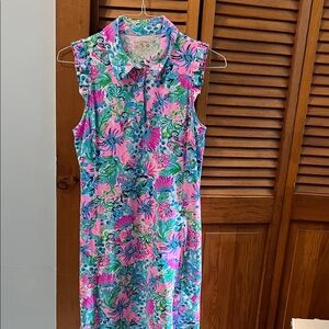 Lilly Pulitzer Pink and Blue Floral Collared Dress